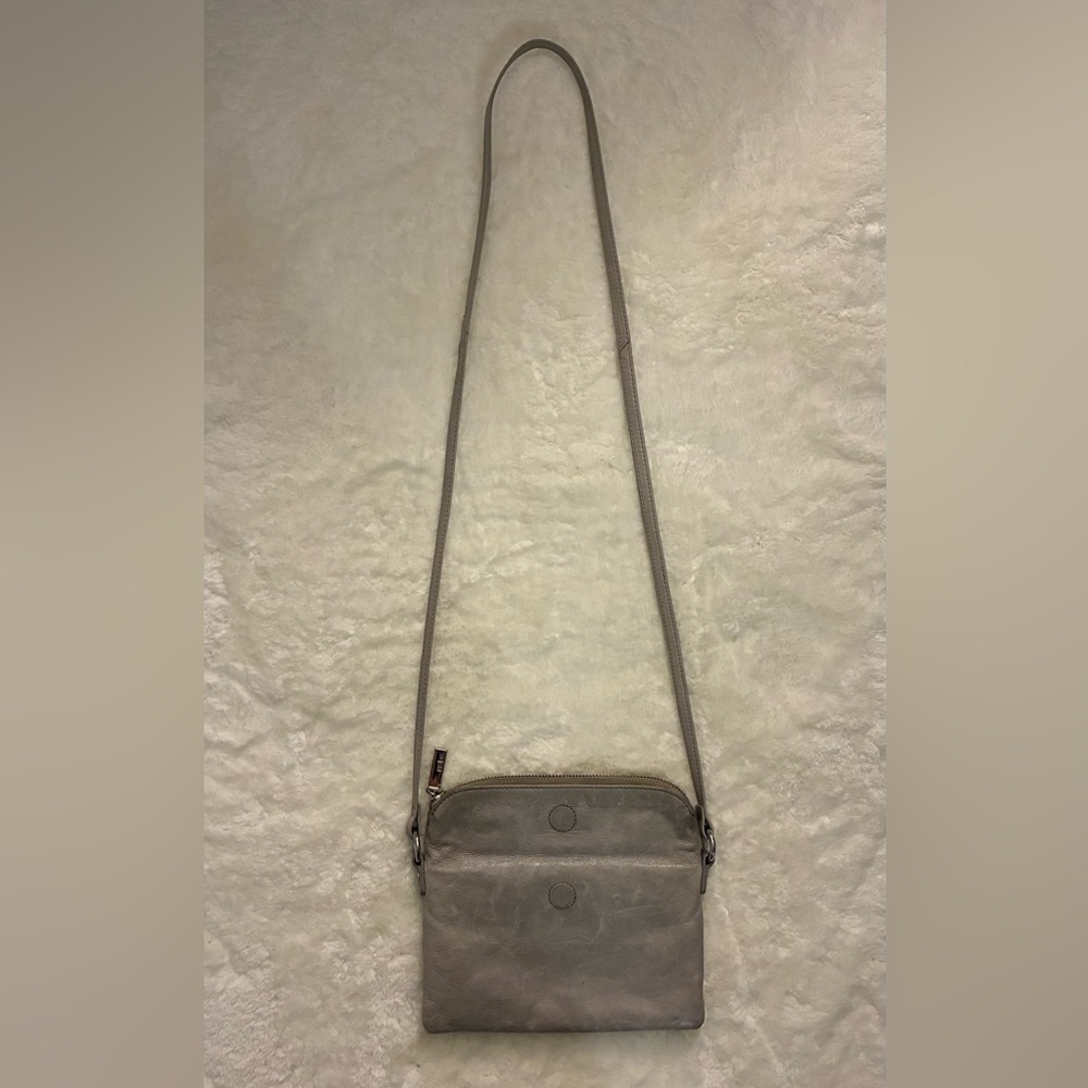 HOBO Crossbody Bag Gray 100% Leather - Picture 2 of 5